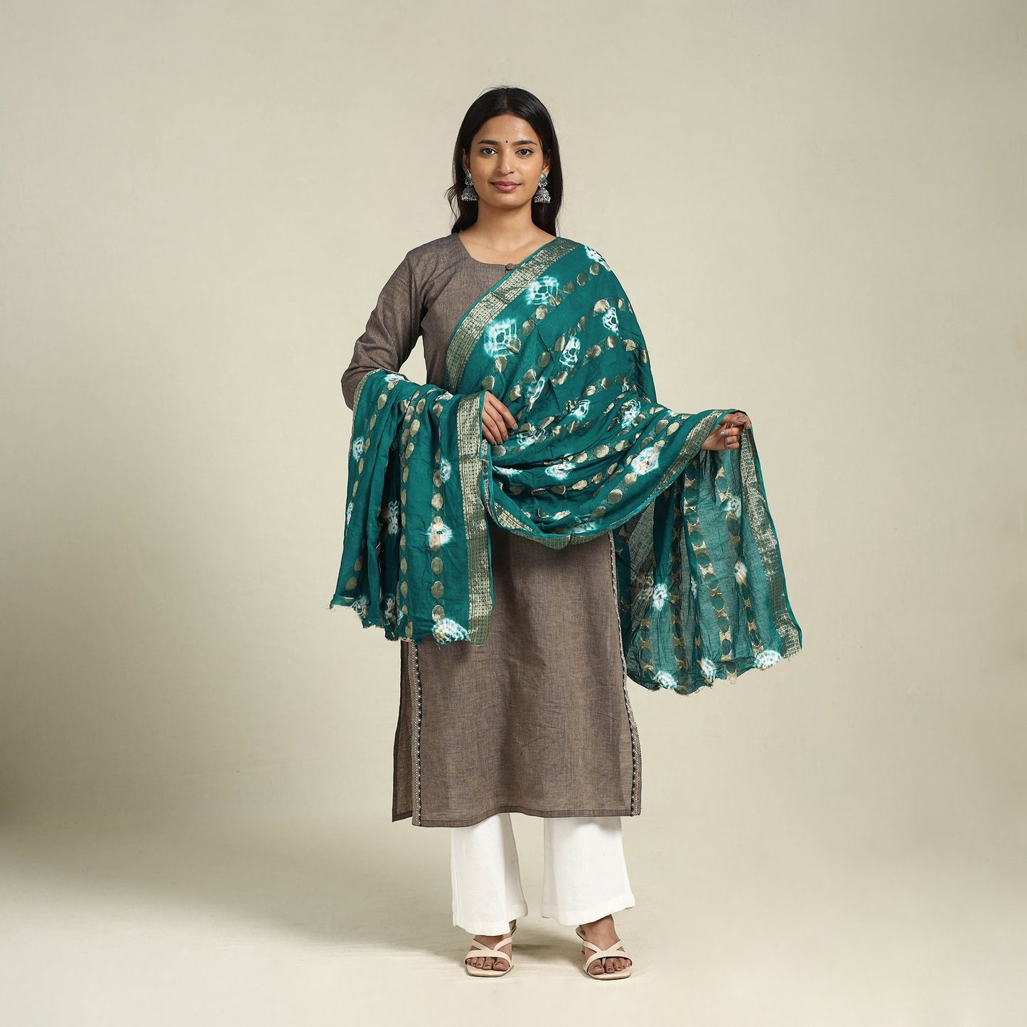 Buy Green Kutch Tie-Dye Mul Cotton Bandhani Dupatta