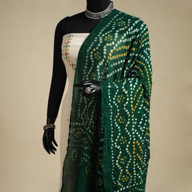 Green - kutch tie-dye mul cotton bandhani dupatta 01