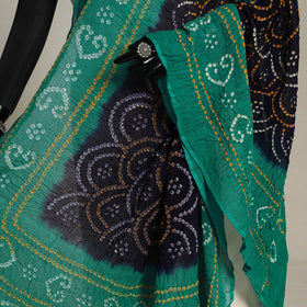 Green Kutch Tie-Dye Mul Cotton Bandhani Dupatta