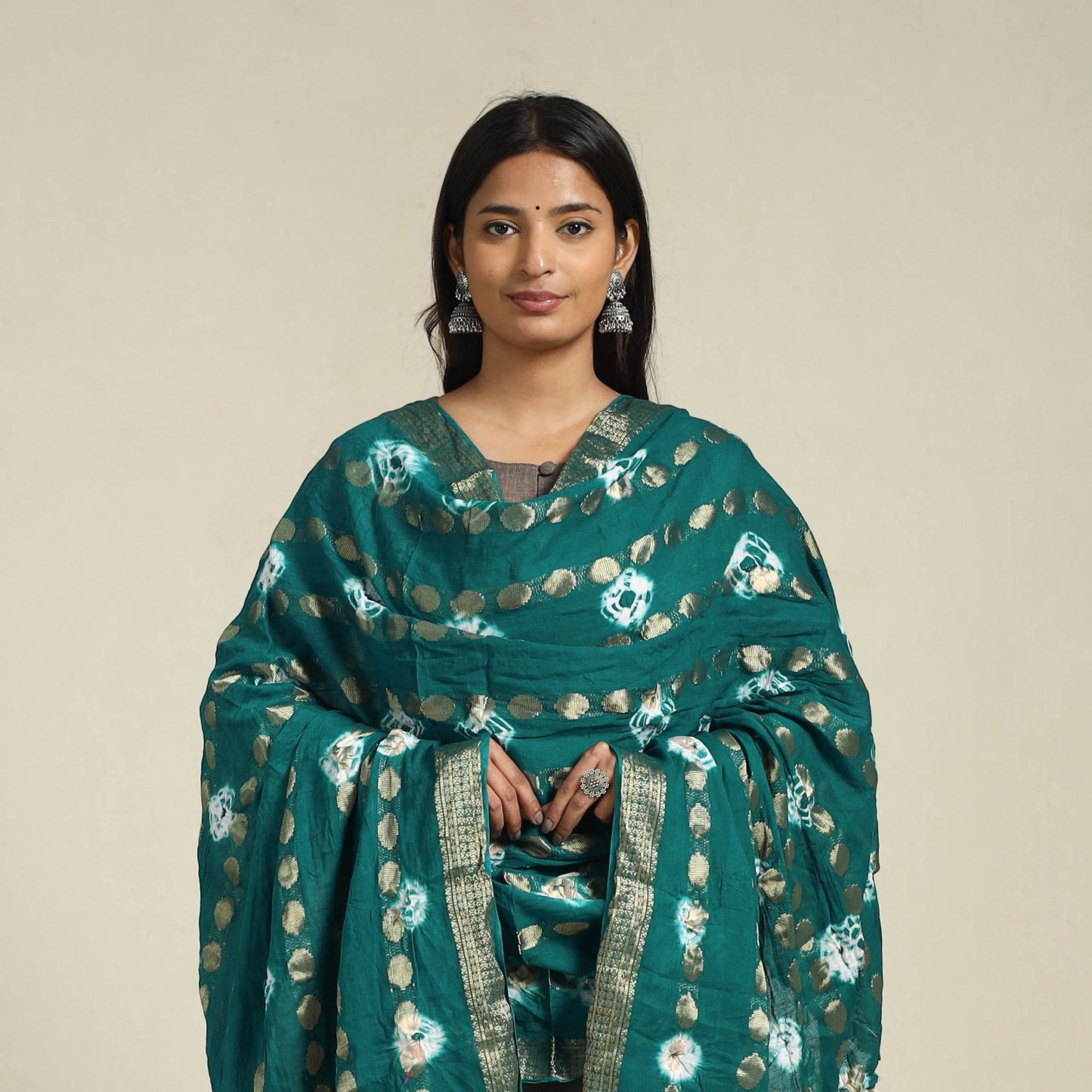 Buy Green Kutch Tie-Dye Mul Cotton Bandhani Dupatta