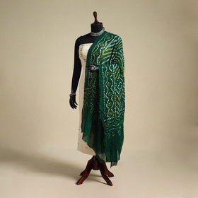 Green - kutch tie-dye mul cotton bandhani dupatta 01