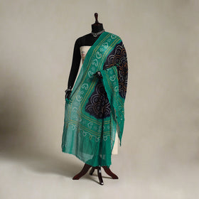 Green Kutch Tie-Dye Mul Cotton Bandhani Dupatta