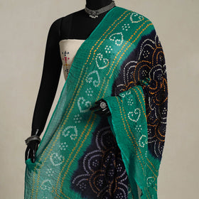 Green Kutch Tie-Dye Mul Cotton Bandhani Dupatta