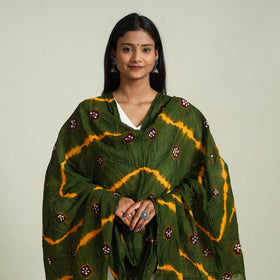 Green - kutch tie-dye mul cotton bandhani dupatta 04
