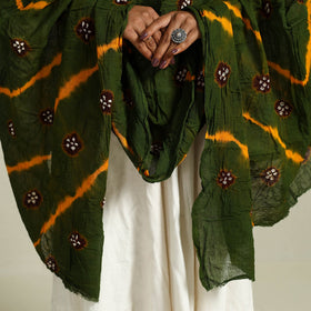 Green - kutch tie-dye mul cotton bandhani dupatta 04