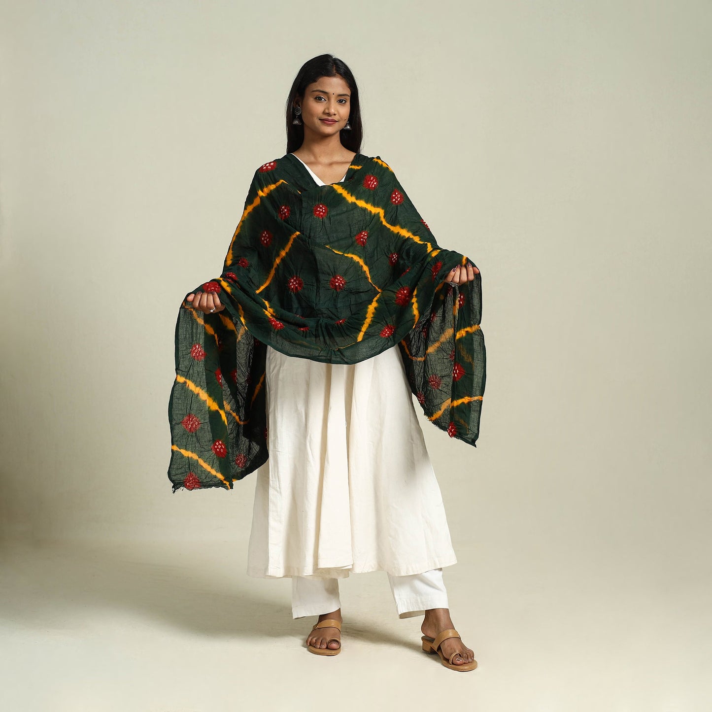  Kutch Tie-Dye Mul Cotton Bandhani Dupatta