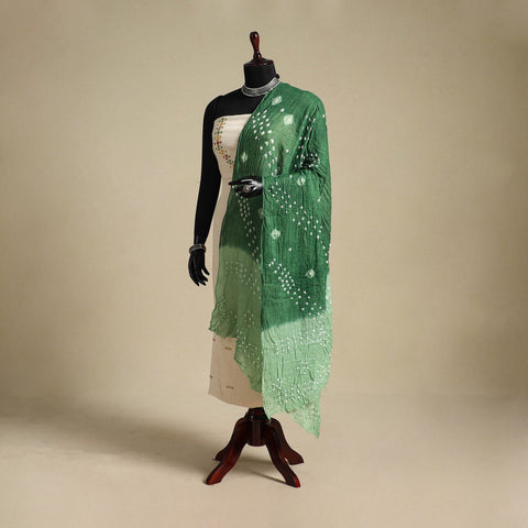 Green - kutch tie-dye mul cotton bandhani dupatta 12