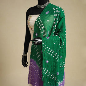 Green - kutch tie-dye mul cotton bandhani dupatta 26