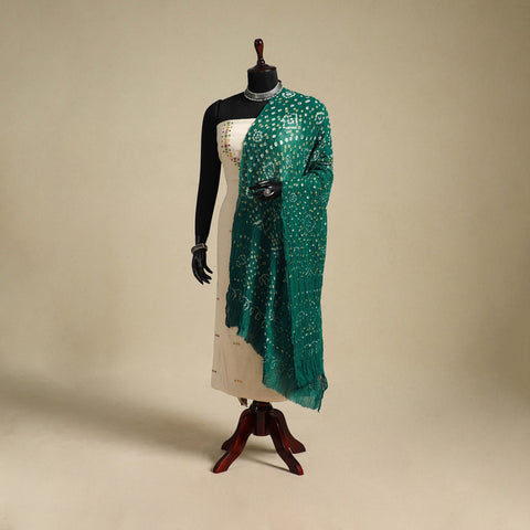 Green - kutch tie-dye mul cotton bandhani dupatta 50