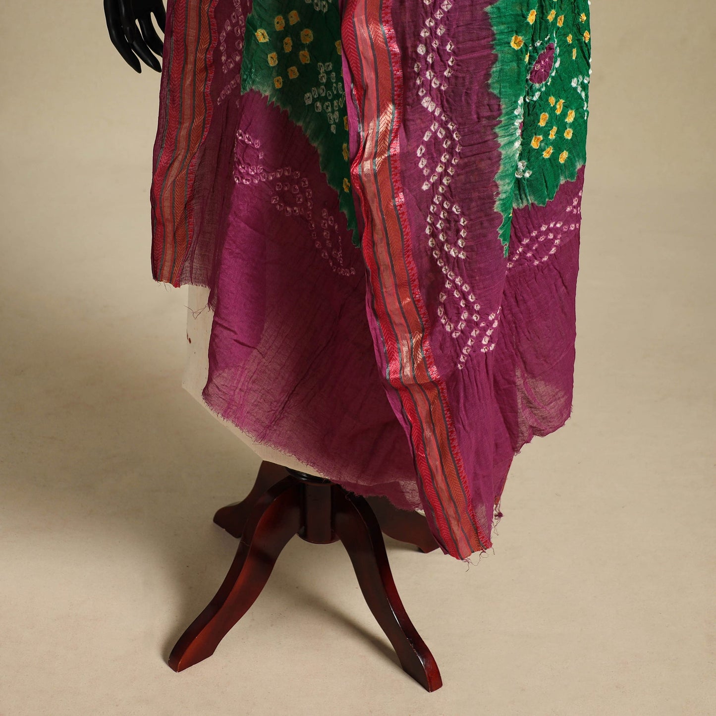 Green - kutch tie-dye mul cotton bandhani dupatta