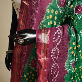 Green - kutch tie-dye mul cotton bandhani dupatta