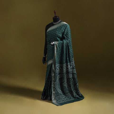 Kutch tie-dye pure cotton bandhani saree with border 18