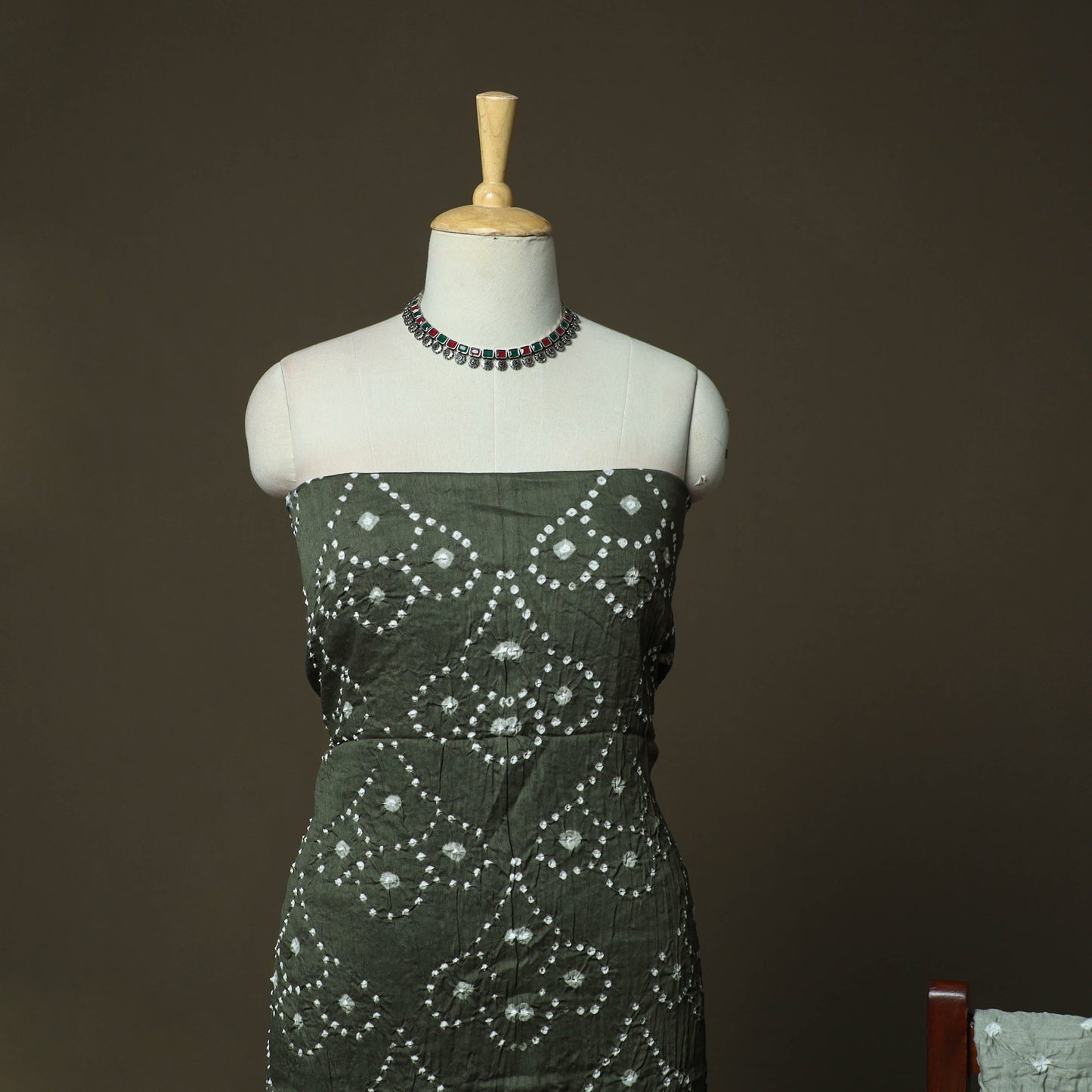 Kutch tie-dye satin cotton bandhani 3pc unstitched dress