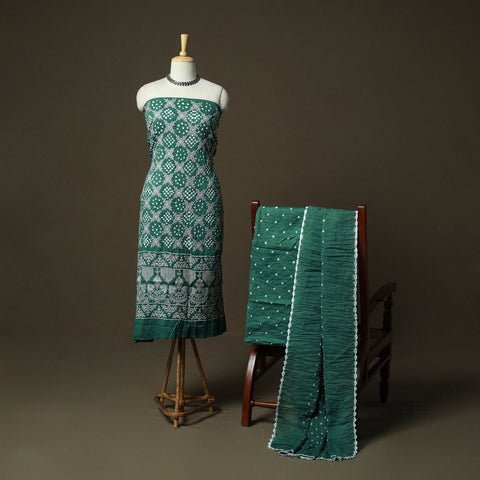 Kutch tie-dye satin cotton bandhani 3pc unstitched dress