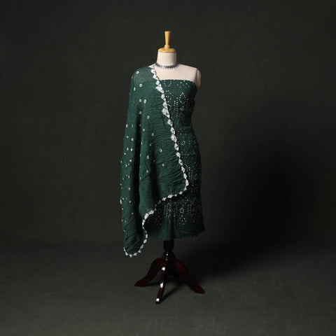 Kutch tie-dye satin cotton bandhani 3pc unstitched dress