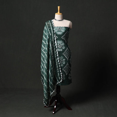 Kutch tie-dye satin cotton bandhani 3pc unstitched dress