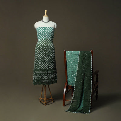 Kutch tie-dye satin cotton bandhani 3pc unstitched dress