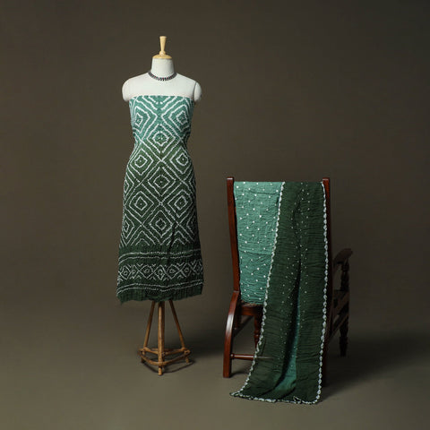 Kutch tie-dye satin cotton bandhani 3pc unstitched dress