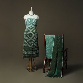 Kutch tie-dye satin cotton bandhani 3pc unstitched dress