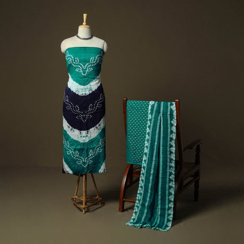 Kutch tie-dye satin cotton bandhani 3pc unstitched dress