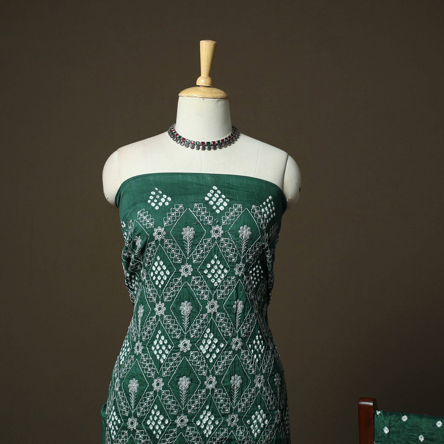 Kutch tie-dye satin cotton bandhani 3pc unstitched dress