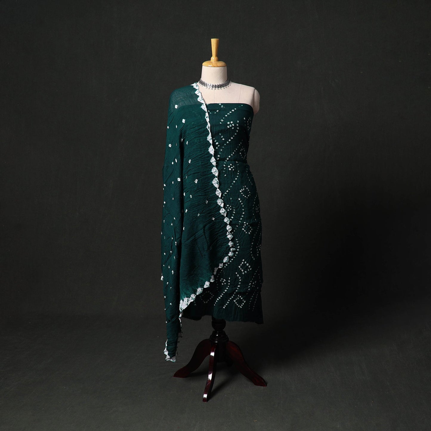 Kutch tie-dye satin cotton bandhani 3pc unstitched dress