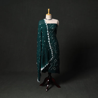 Kutch tie-dye satin cotton bandhani 3pc unstitched dress