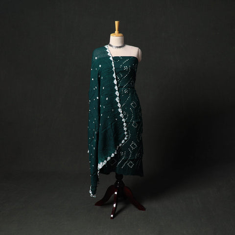 Kutch tie-dye satin cotton bandhani 3pc unstitched dress