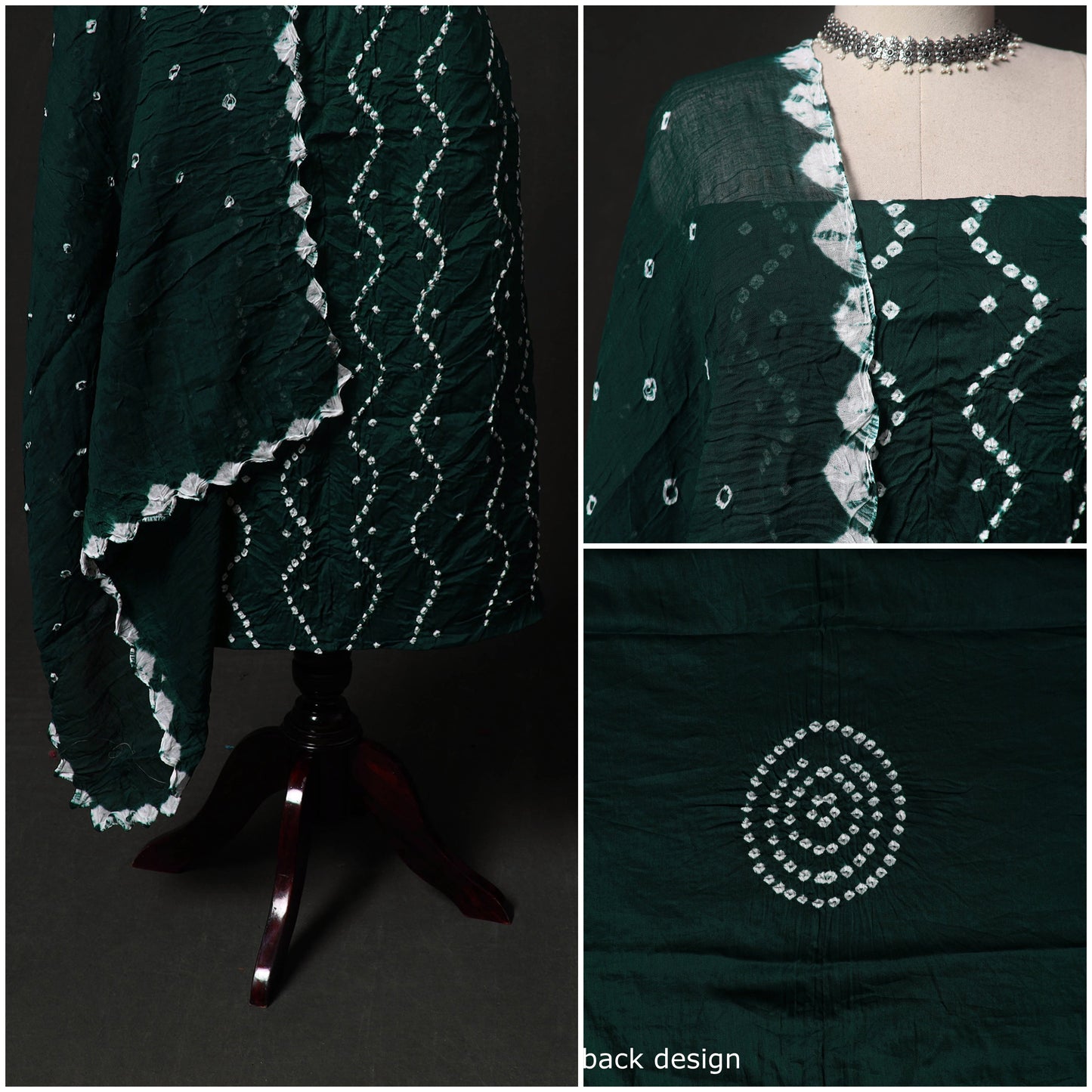 Kutch tie-dye satin cotton bandhani 3pc unstitched dress