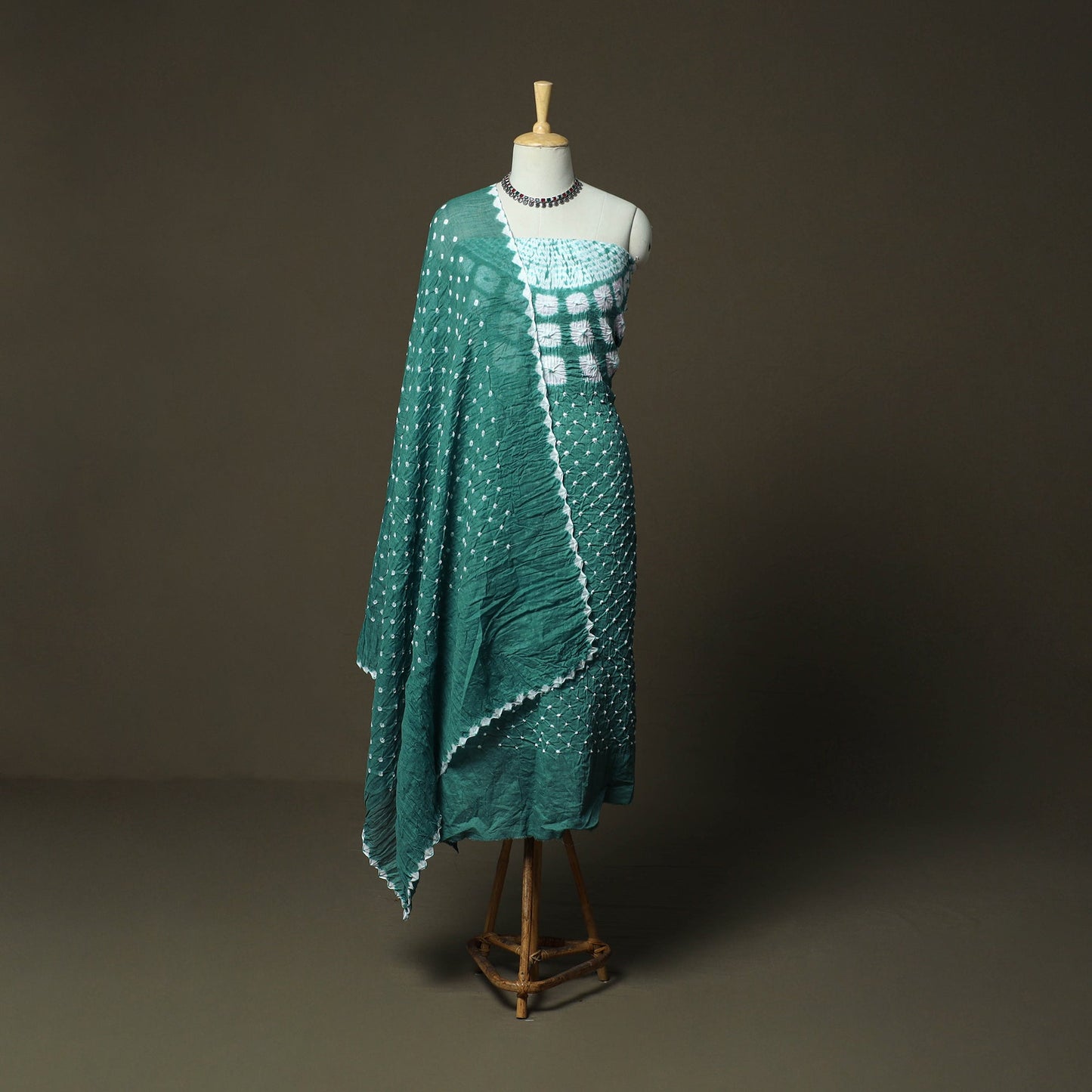 Kutch tie-dye satin cotton bandhani 3pc unstitched dress