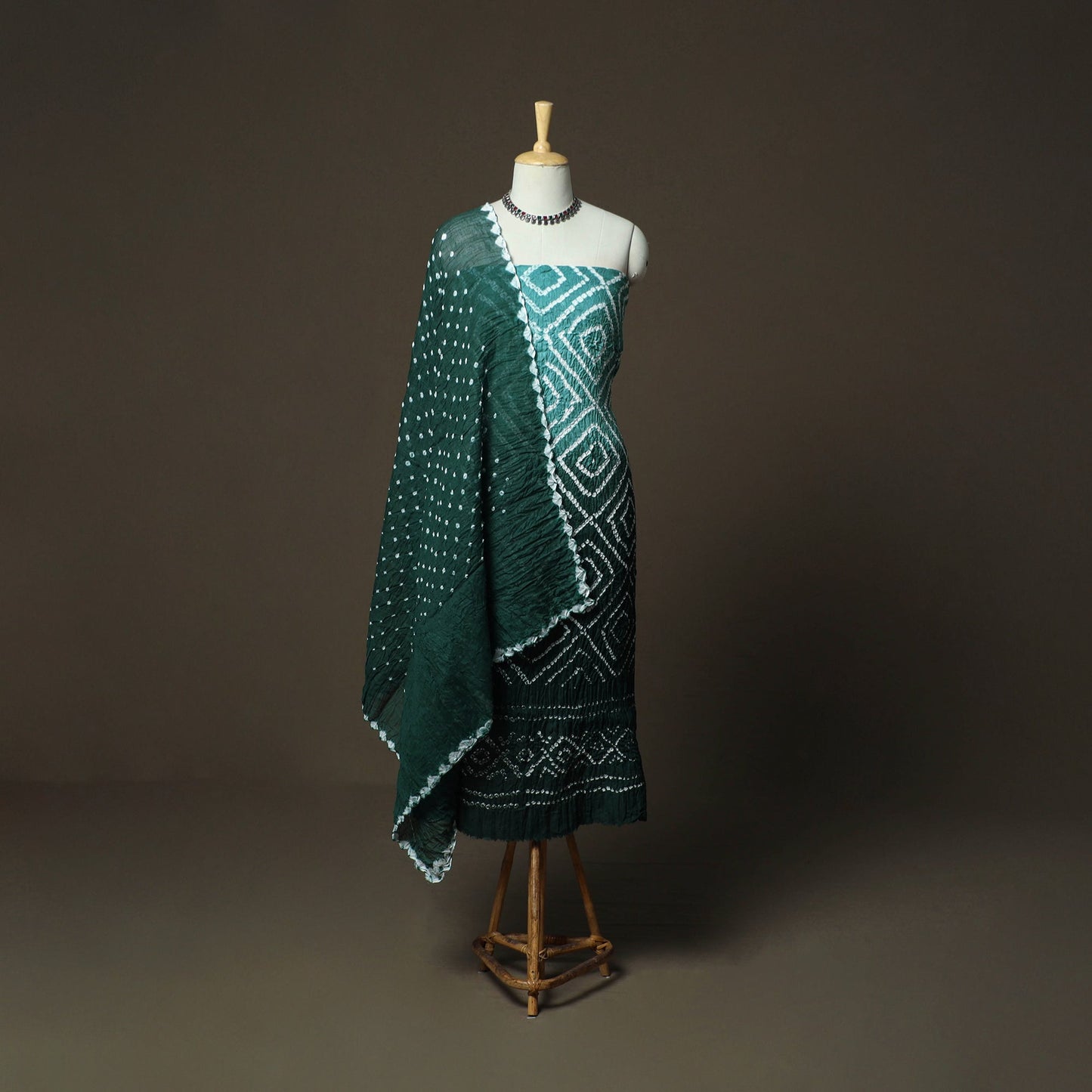 Kutch tie-dye satin cotton bandhani 3pc unstitched dress