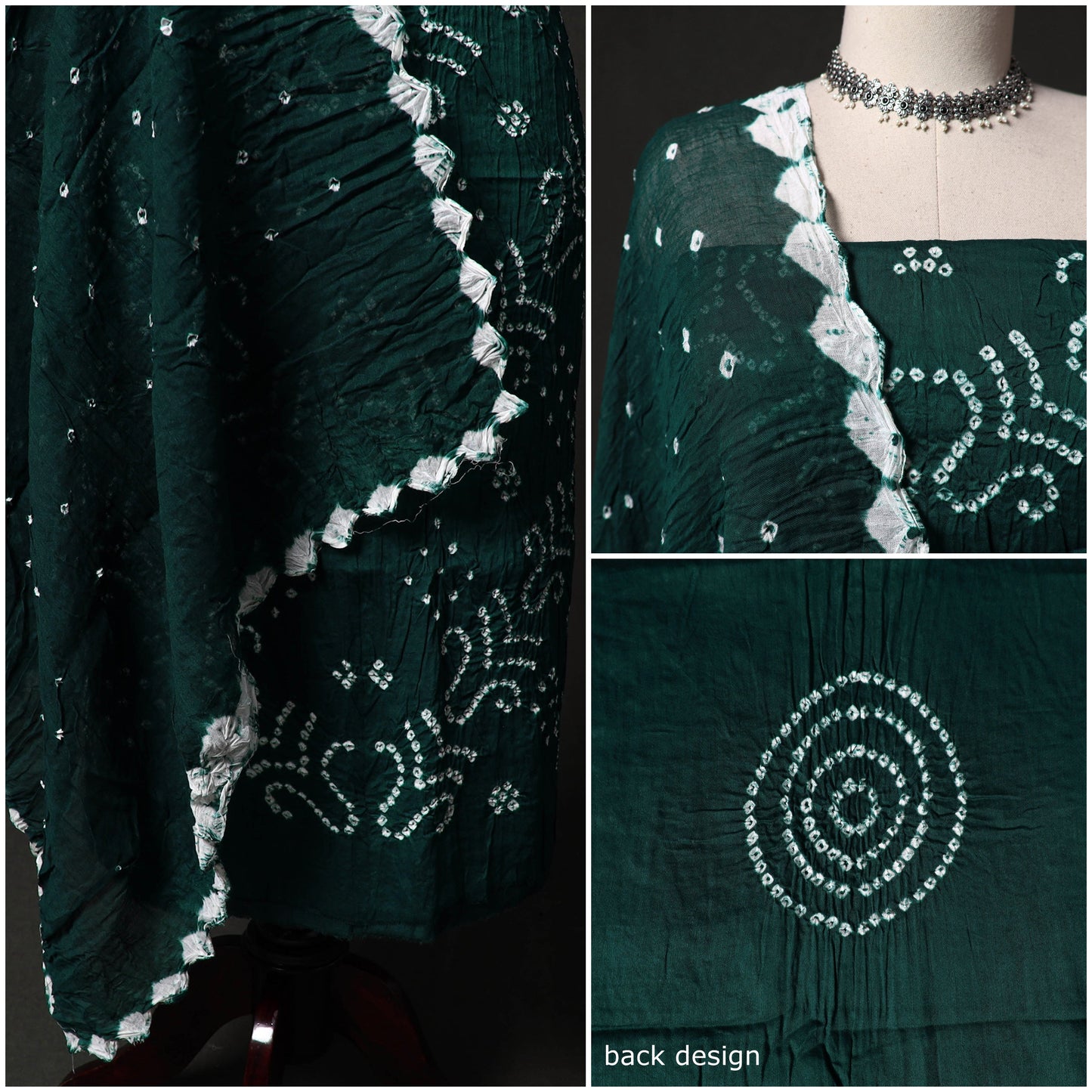 Kutch tie-dye satin cotton bandhani 3pc unstitched dress