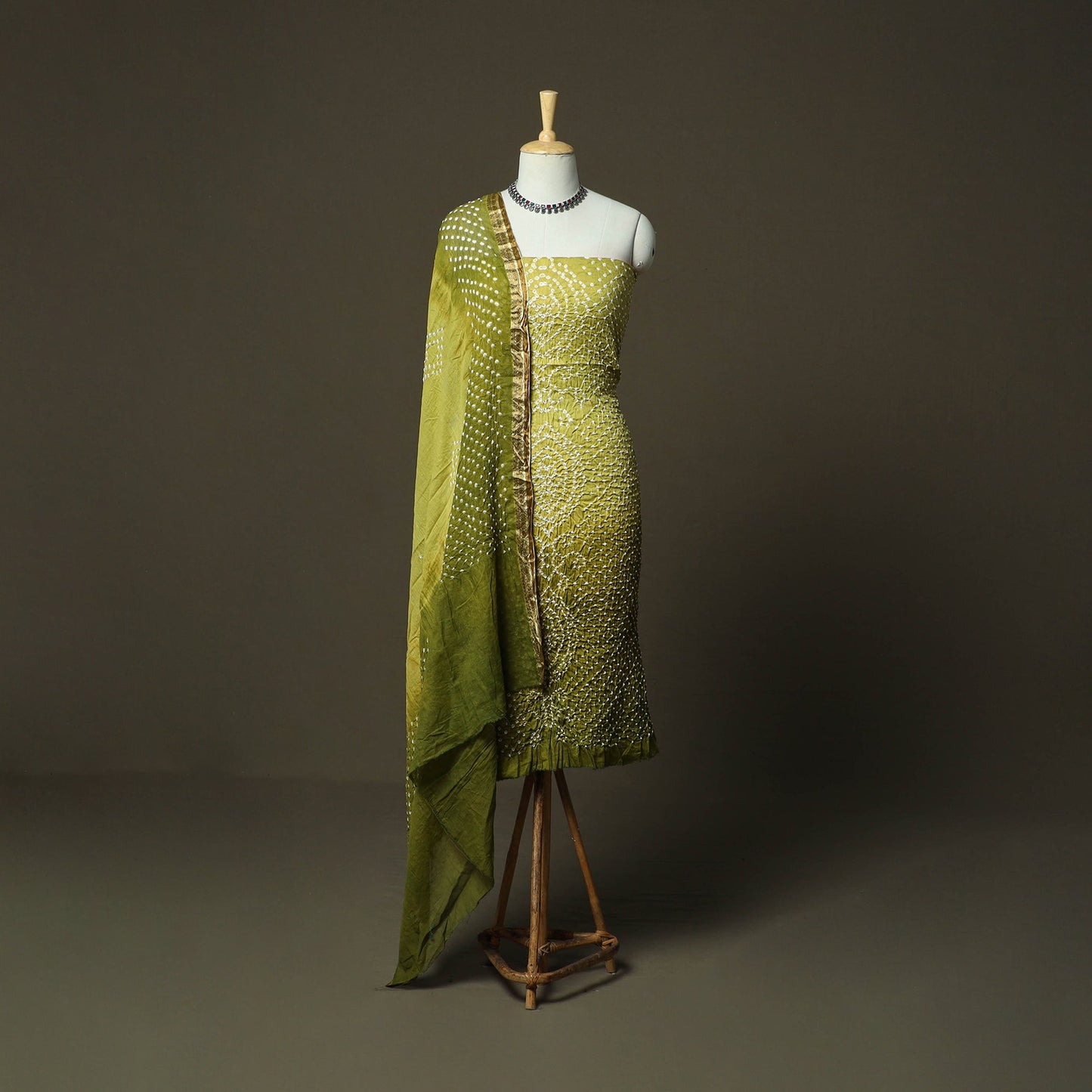 Kutch tie-dye satin cotton bandhani 3pc unstitched dress