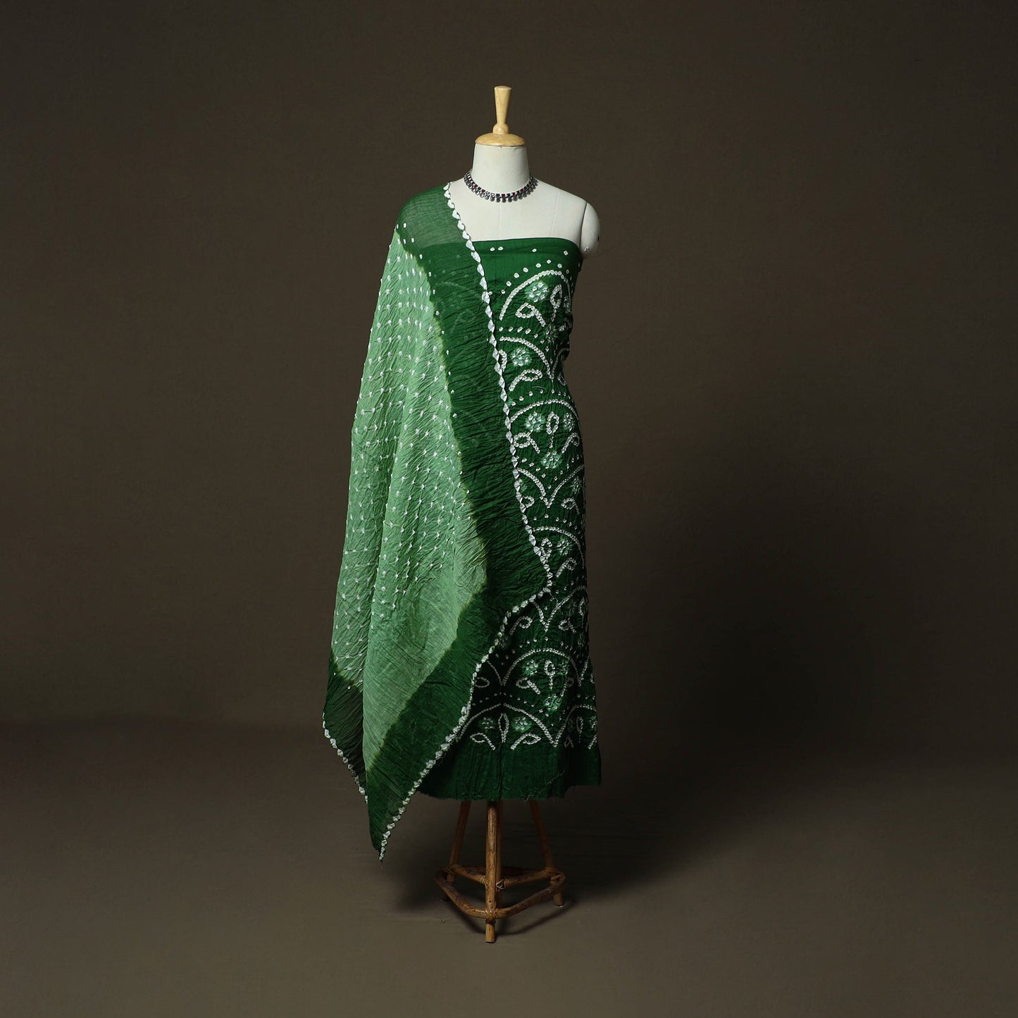 Kutch tie-dye satin cotton bandhani 3pc unstitched dress