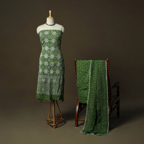 Kutch tie-dye satin cotton bandhani 3pc unstitched dress