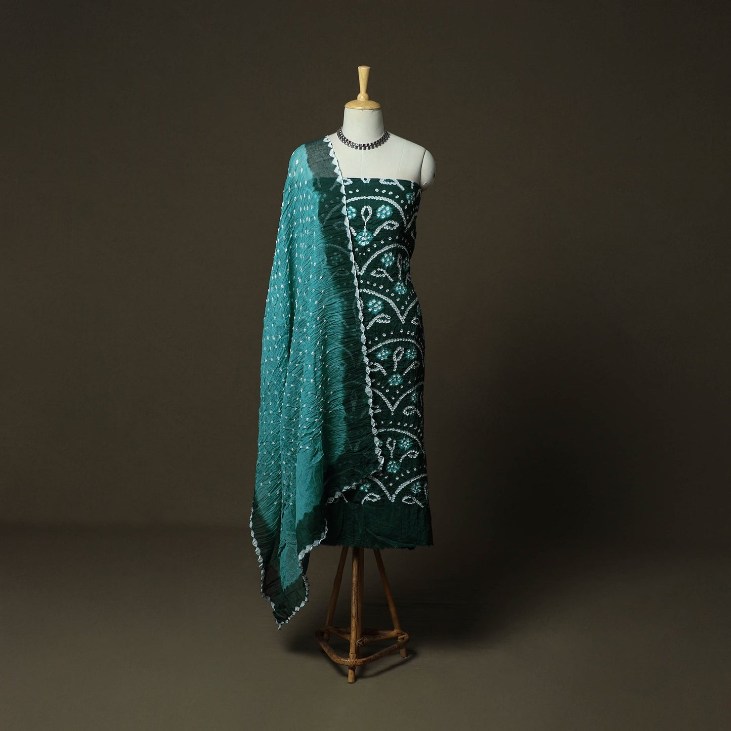 Kutch tie-dye satin cotton bandhani 3pc unstitched dress