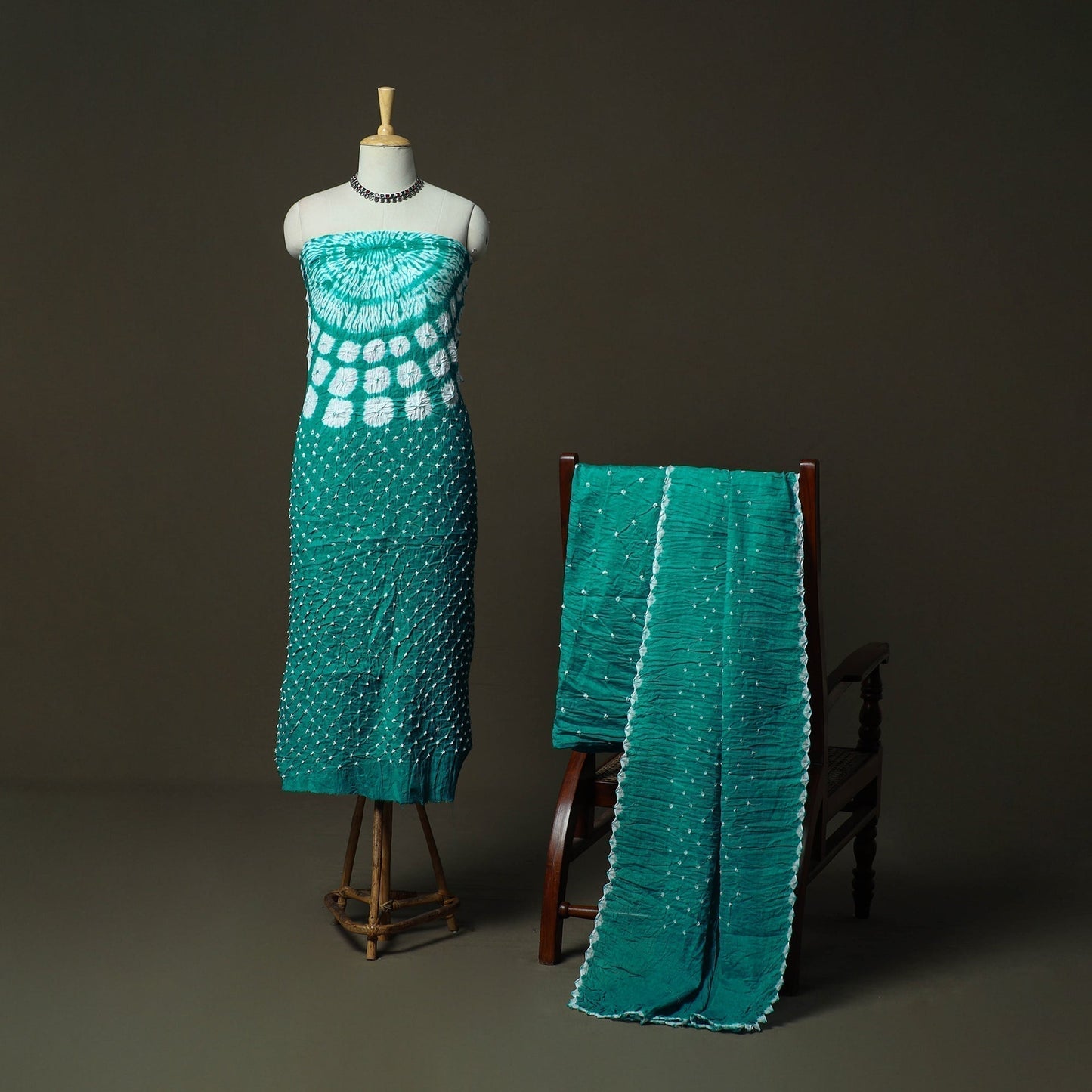 Kutch tie-dye satin cotton bandhani 3pc unstitched dress