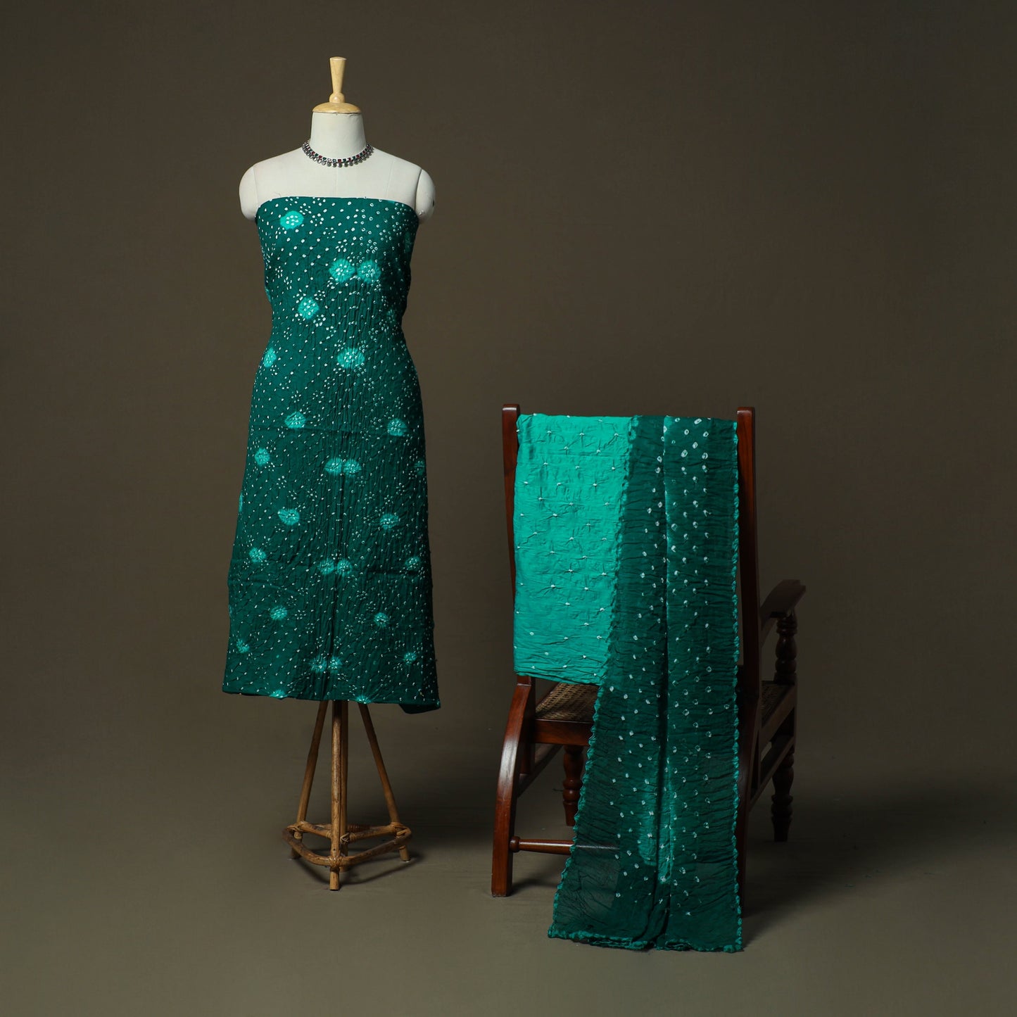 Kutch tie-dye satin cotton bandhani 3pc unstitched dress