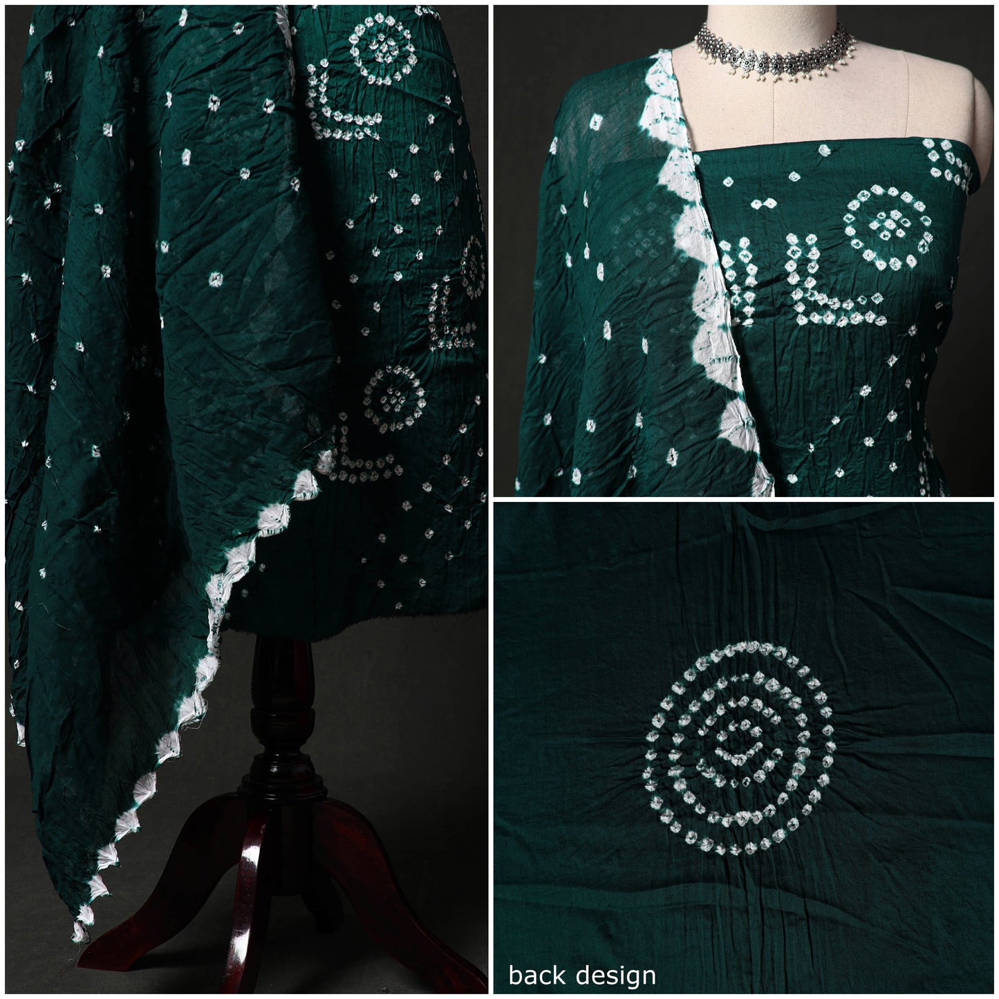 Kutch tie-dye satin cotton bandhani 3pc unstitched dress