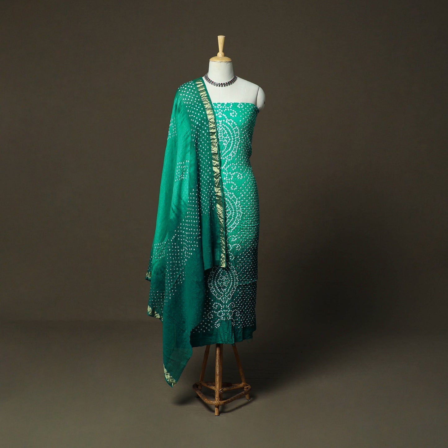 Kutch tie-dye satin cotton bandhani 3pc unstitched dress