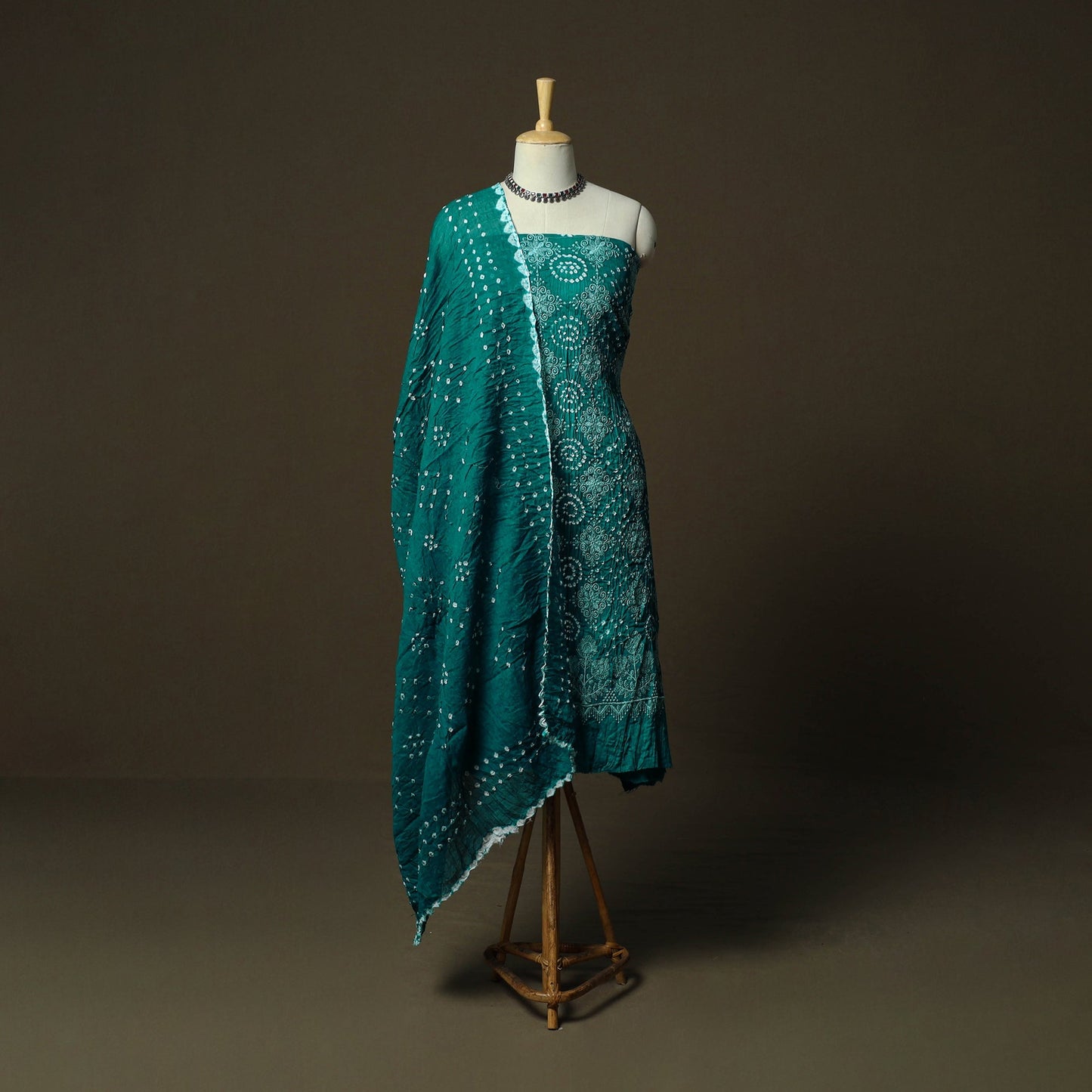 Kutch tie-dye satin cotton bandhani 3pc unstitched dress