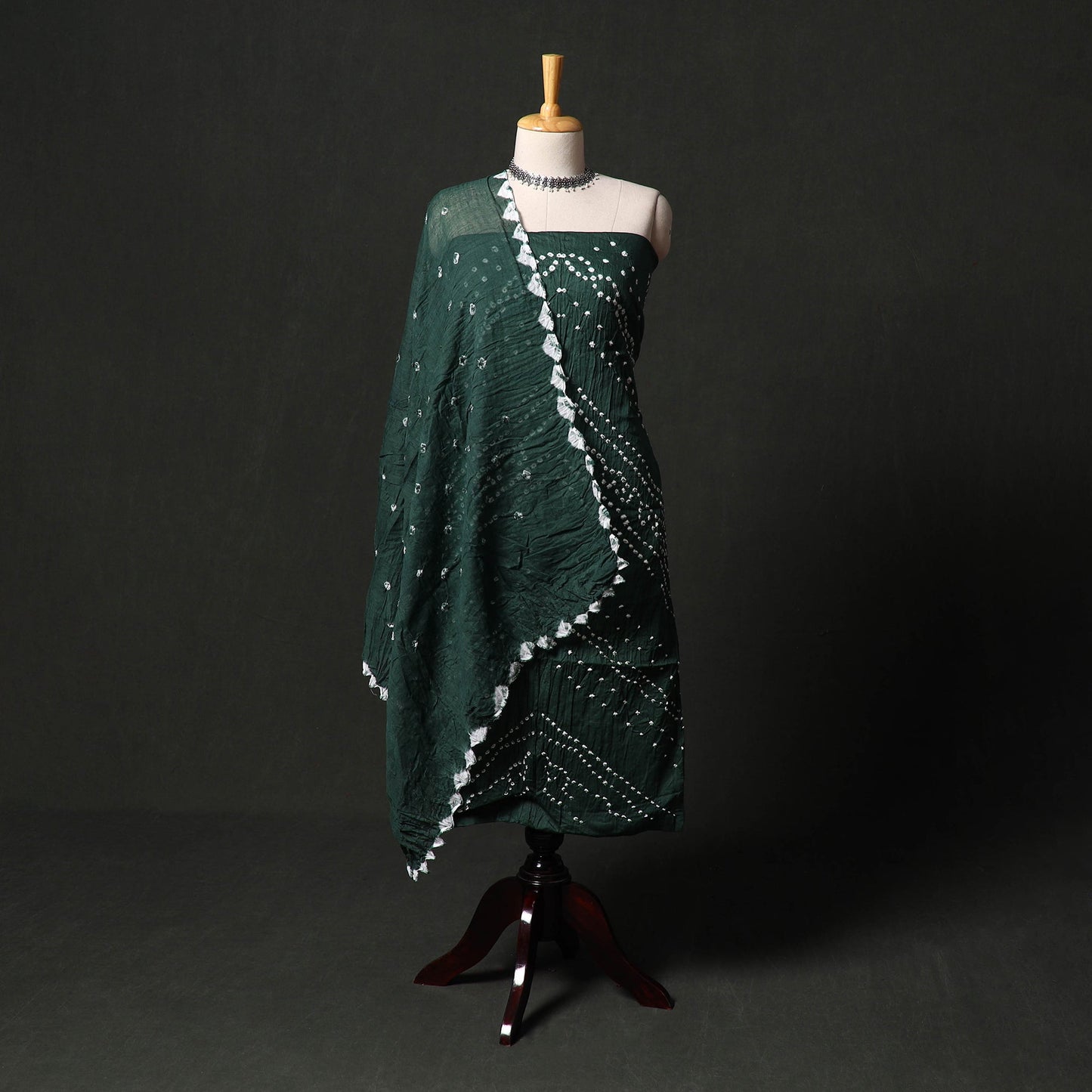 Kutch tie-dye satin cotton bandhani 3pc unstitched dress