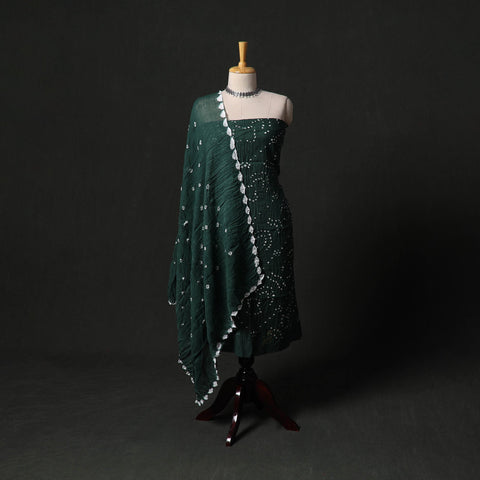 Kutch tie-dye satin cotton bandhani 3pc unstitched dress