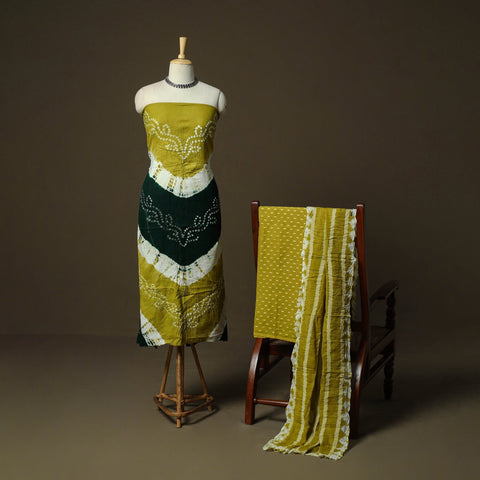 Kutch tie-dye satin cotton bandhani 3pc unstitched dress