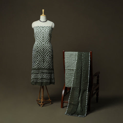 Kutch tie-dye satin cotton bandhani 3pc unstitched dress