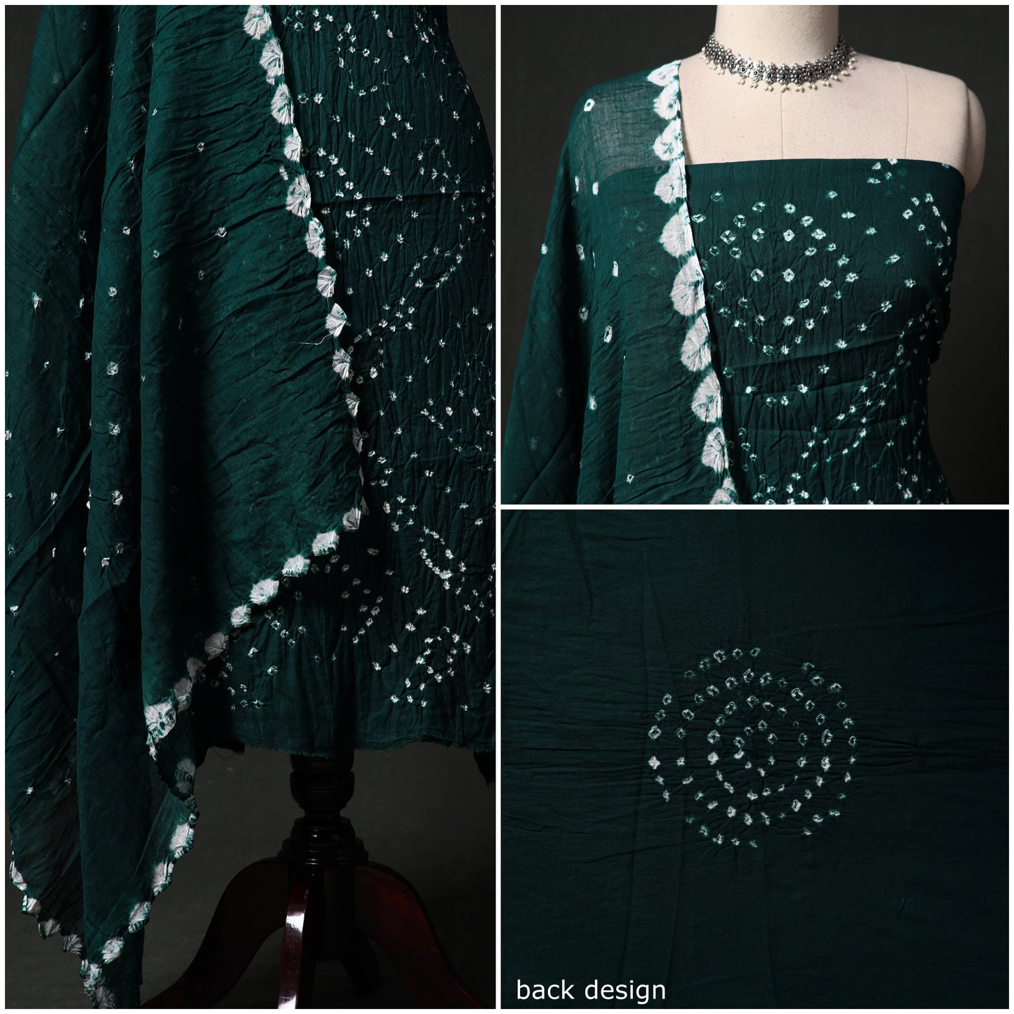 Kutch tie-dye satin cotton bandhani 3pc unstitched dress