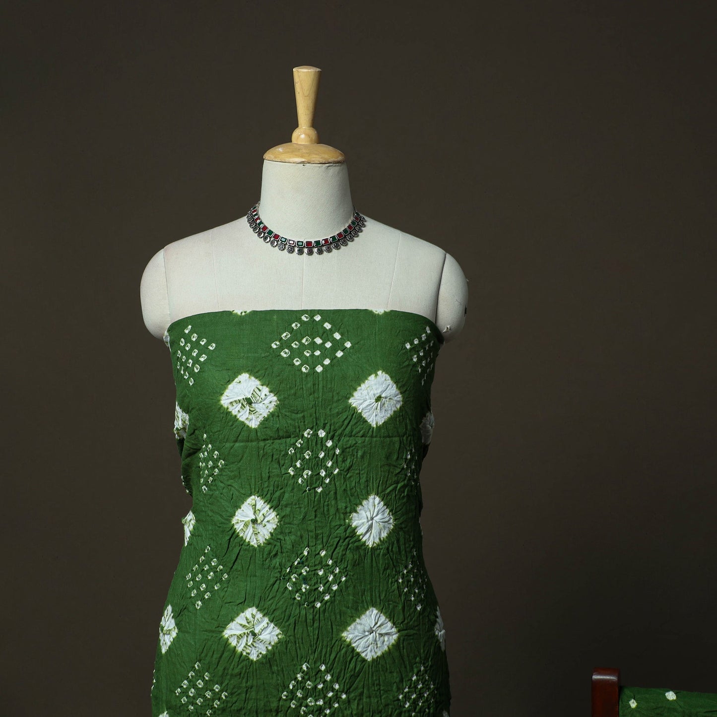 Kutch tie-dye satin cotton bandhani 3pc unstitched dress