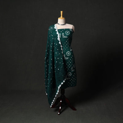 Kutch tie-dye satin cotton bandhani 3pc unstitched dress