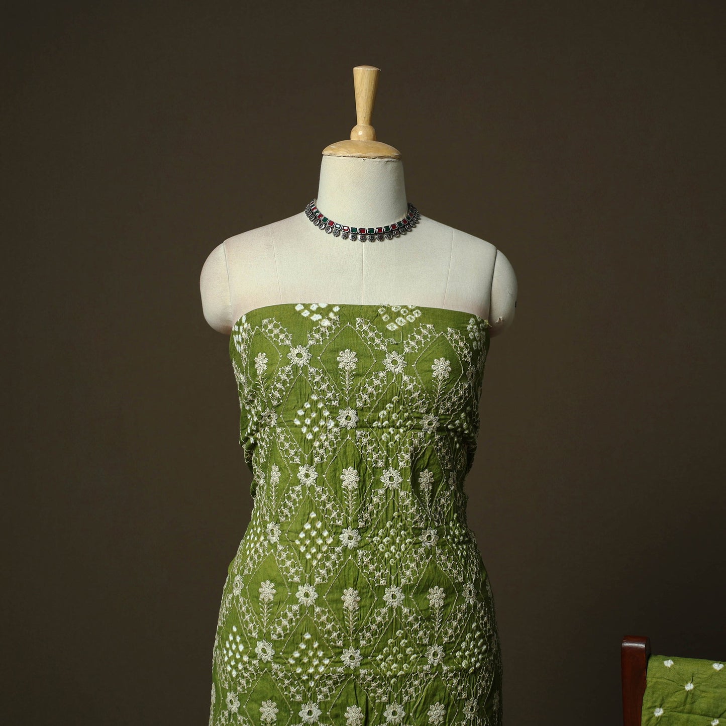 Kutch tie-dye satin cotton bandhani 3pc unstitched dress