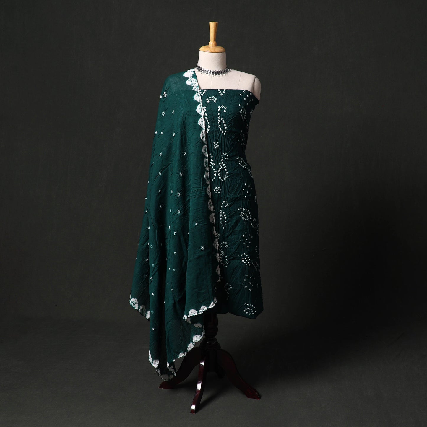 Kutch tie-dye satin cotton bandhani 3pc unstitched dress
